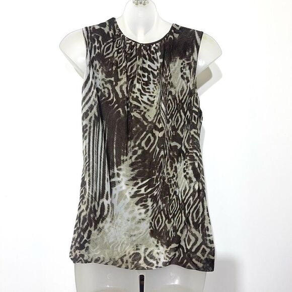 SOLO MODA safari animal print surplice ruched faux wrap sleeveless top medium - Picture 12 of 12
